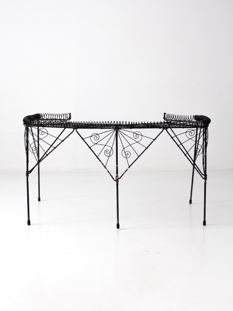 Victorian Wire Plant Stand Black Demilune Riser Etsy
