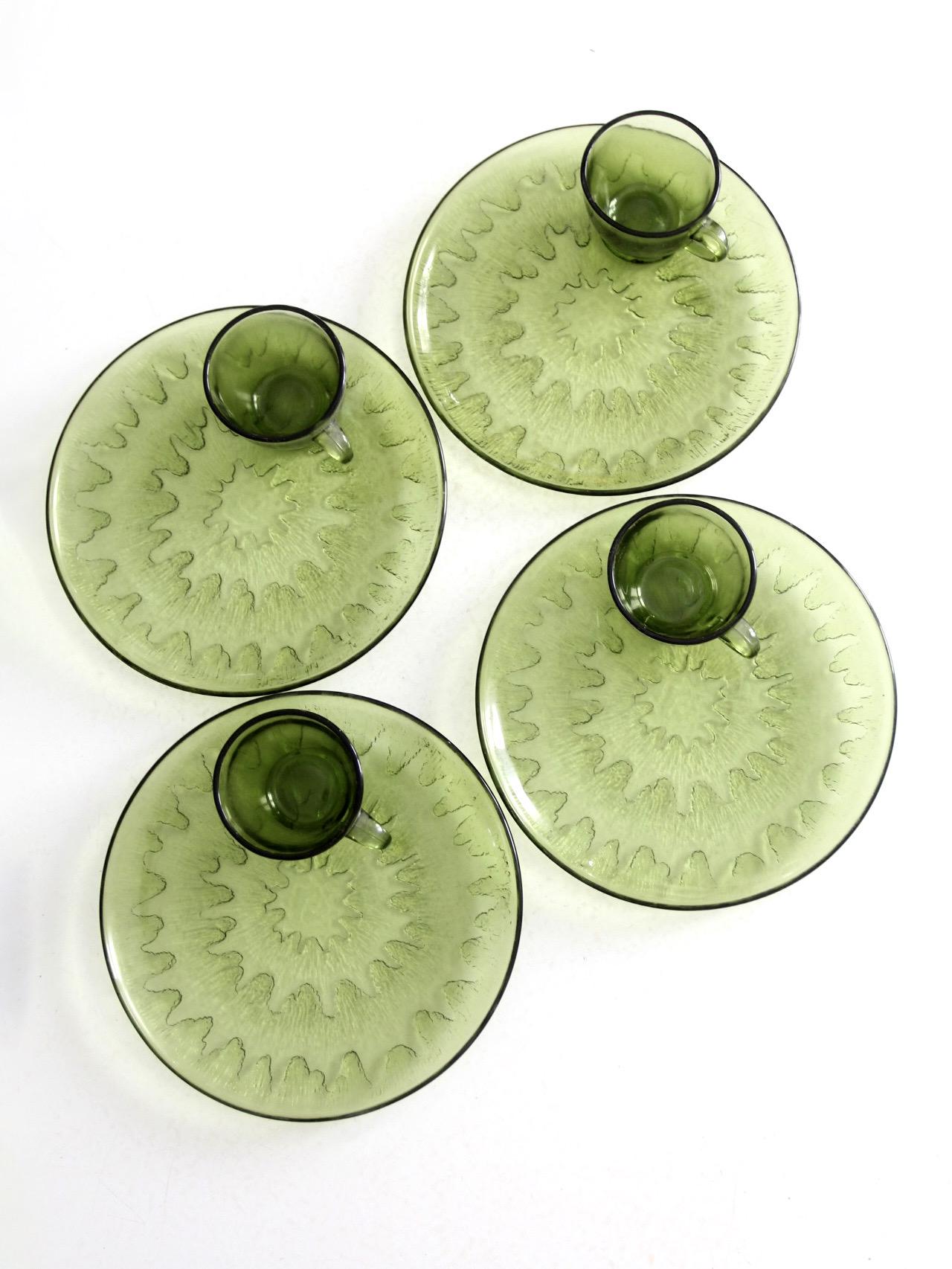 Vintage 70s Indiana Glass Sunburst Snack Set - Etsy