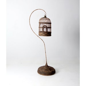 vintage wicker bird cage and stand