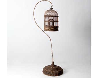 vintage wicker bird cage and stand