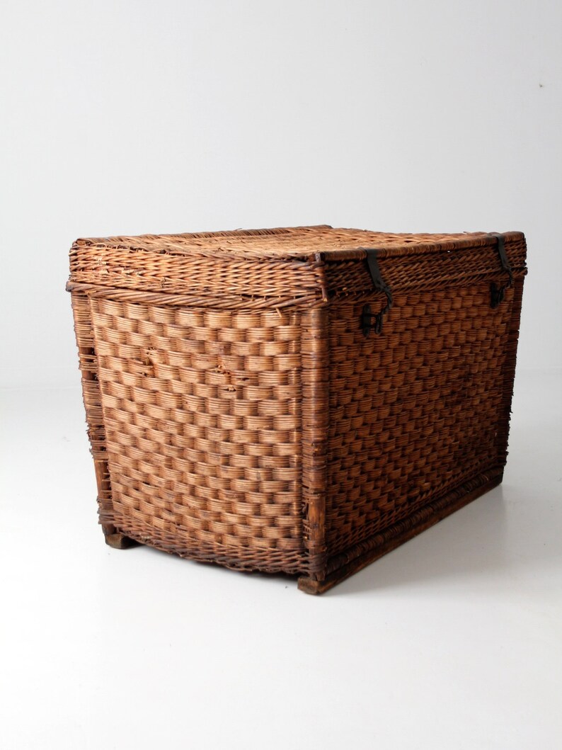 Antique wicker trunk | Etsy