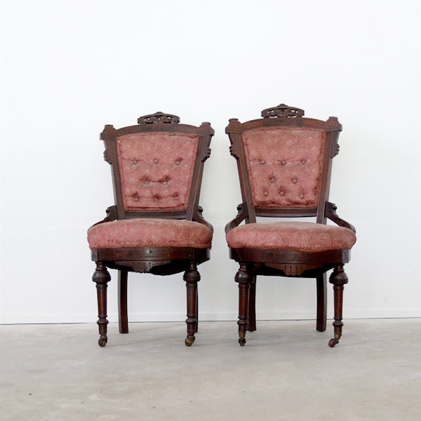 Antique Renaissance Revival Chairs / 1800s Dining Chairs