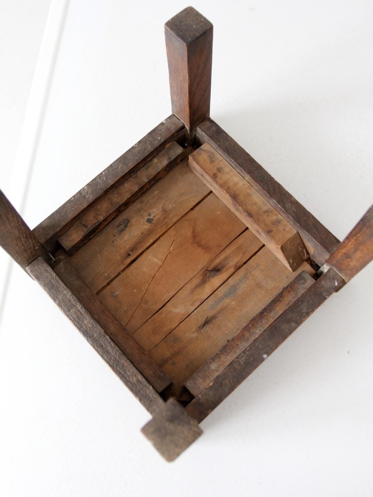 Antique Early American Upholstered Wood Footstool - Etsy