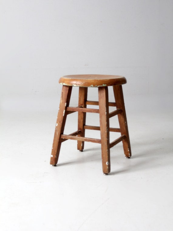 Vintage Low Wooden Stool - Etsy