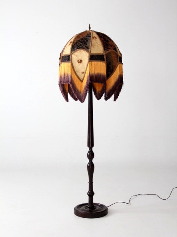 Victorian Style Floor Lamp With Velvet Burnout Lampshade And Victorian Style Floor Lamp With Velvet, Victorian Style Floor Lamps