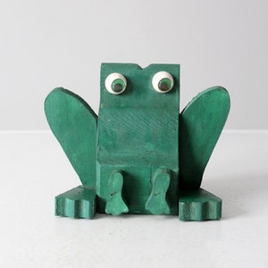 vintage handmade wooden frog image 1