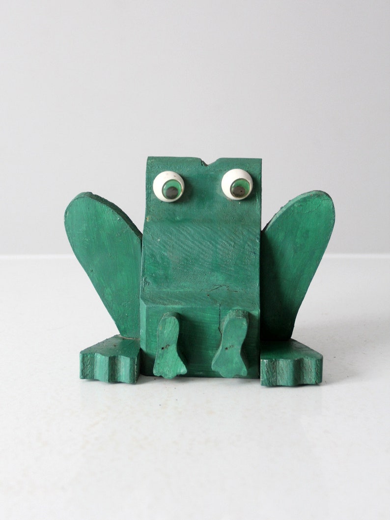 vintage handmade wooden frog image 1