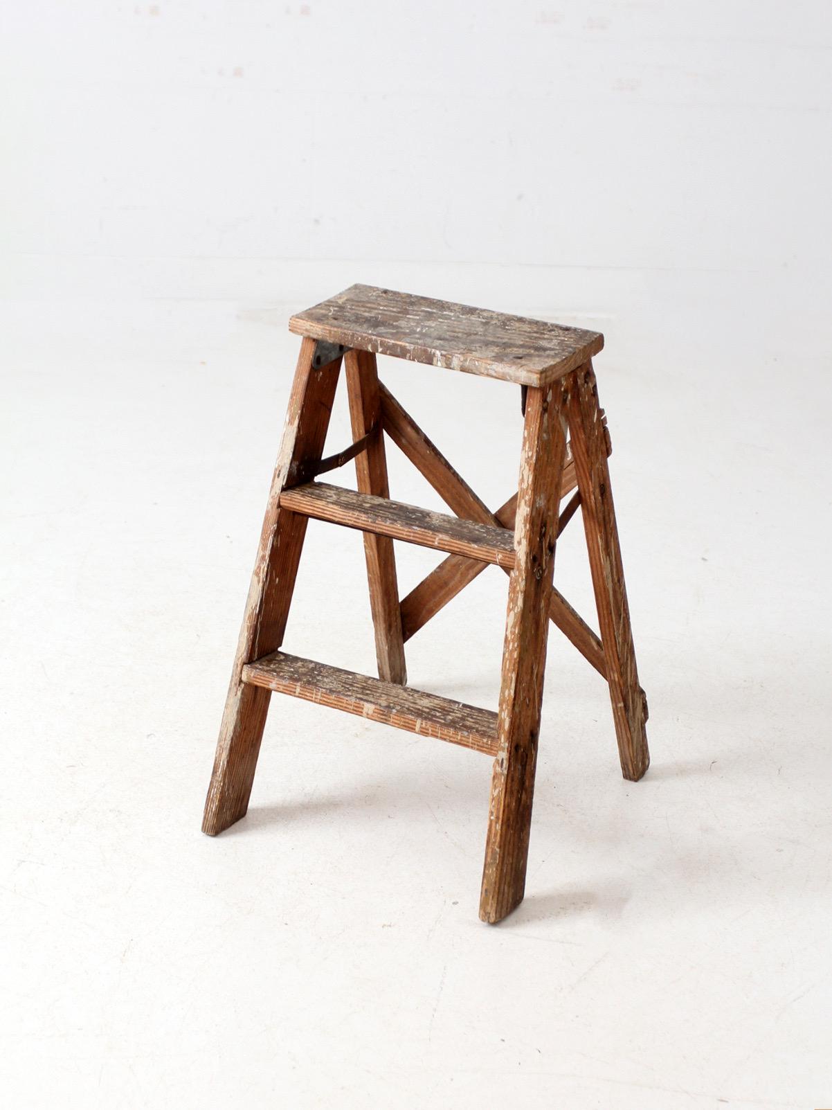Vintage Wood Step Ladder - Etsy
