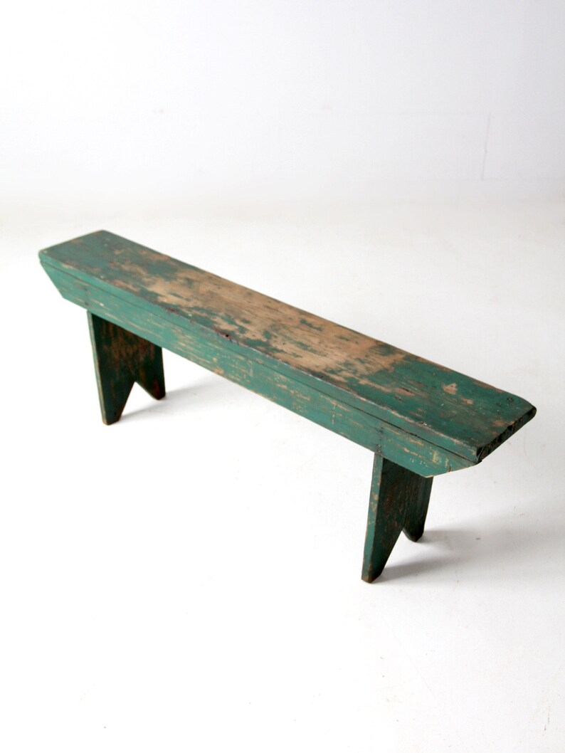 Antique Wooden Bench, Green Farmhouse Bench - Etsy