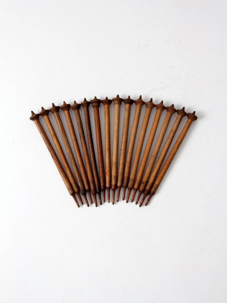 antique spinning needle collection wooden knitting needles