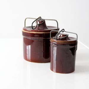 vintage stoneware bail lock jar set/2, preserve jar, canning jar