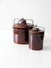 vintage stoneware bail lock jar set/2, preserve jar, canning jar 