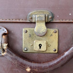 vintage leather suitcase, brown luggage, stacking suitcase storage image 7