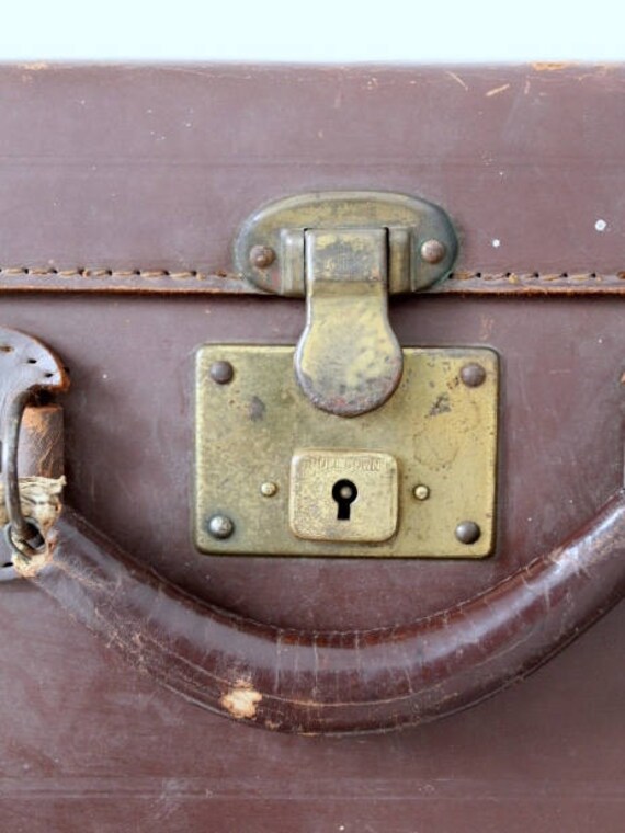 vintage leather suitcase, brown luggage, stacking… - image 7