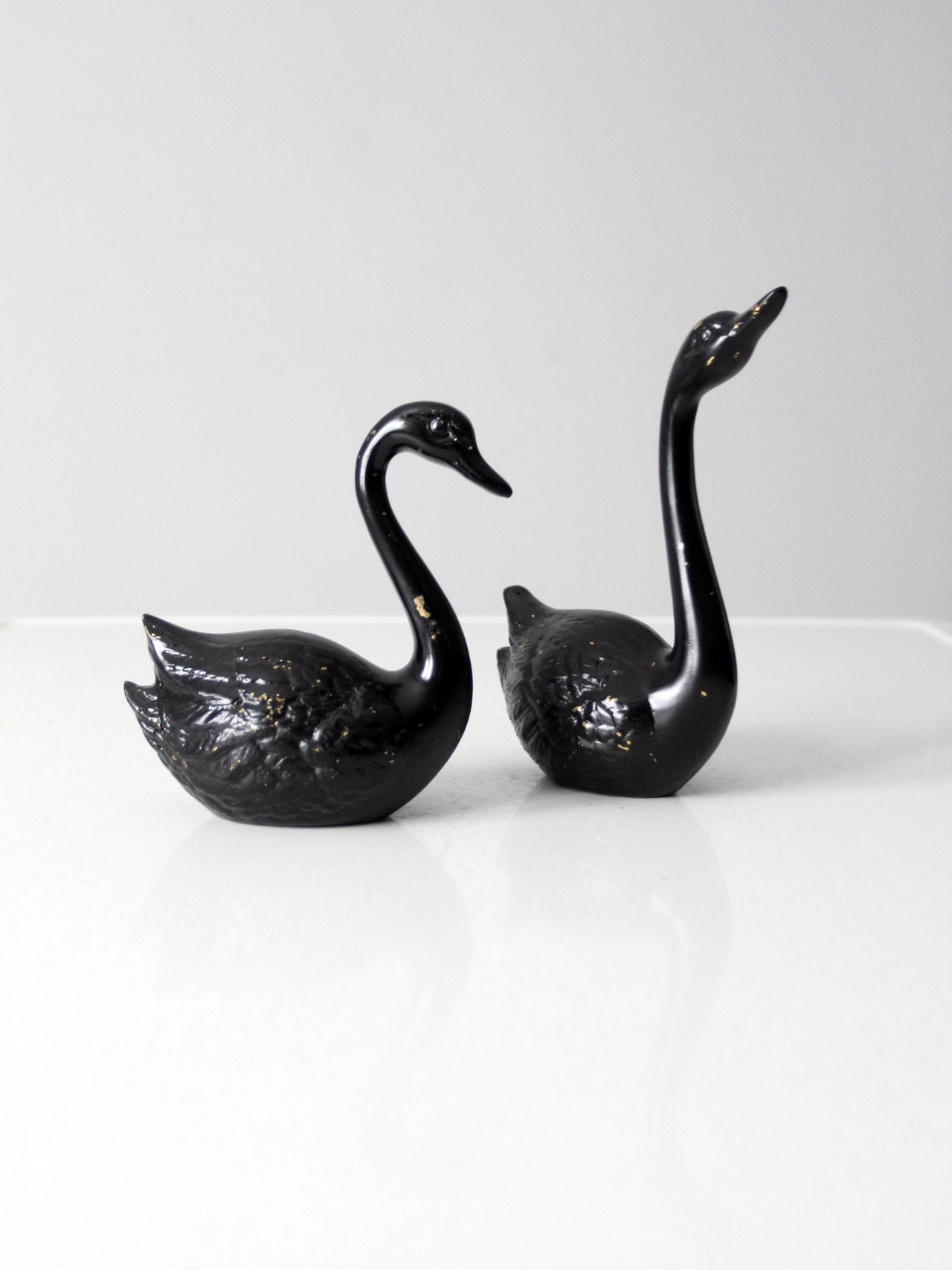Mid-century Painted Brass Black Swan Figurine Pair - Etsy