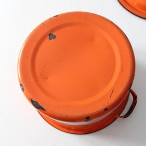 mid-century orange enamelware pot image 7
