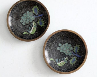 vintage Chinese cloisonne plates pair