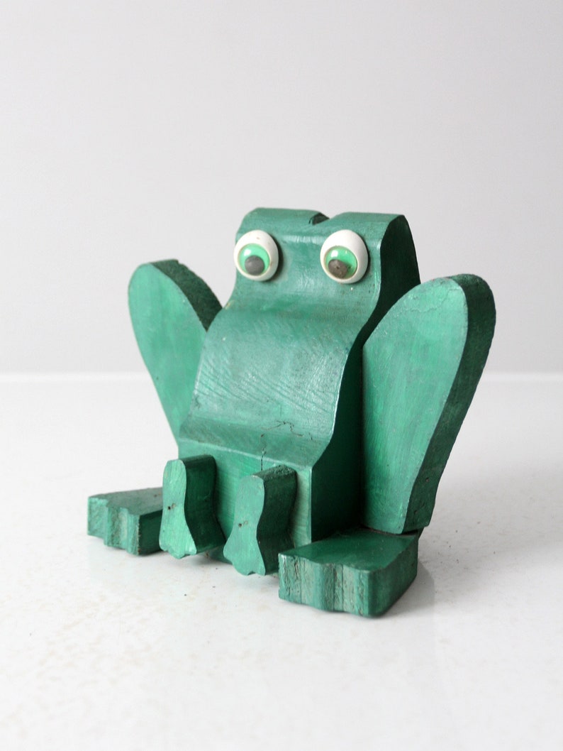 vintage handmade wooden frog image 2