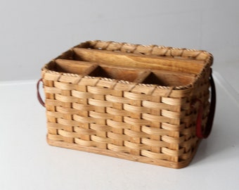 vintage splint weave organizer basket