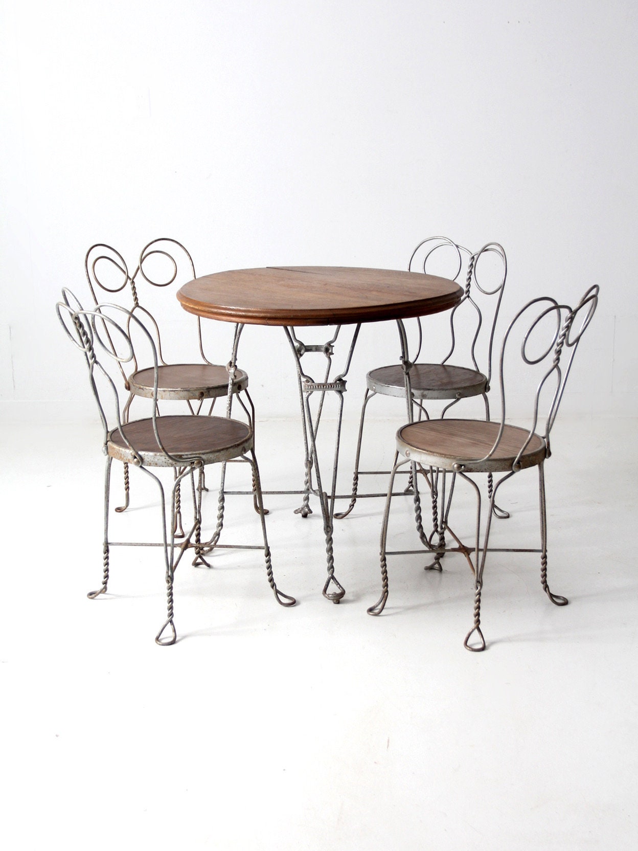 Antique Ice Cream Parlor Table and Chairs Art Nouveau Table Set