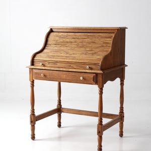 vintage oak roll top secretary desk