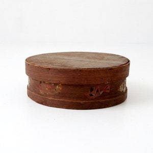 antique wood cheese box, folk art band box