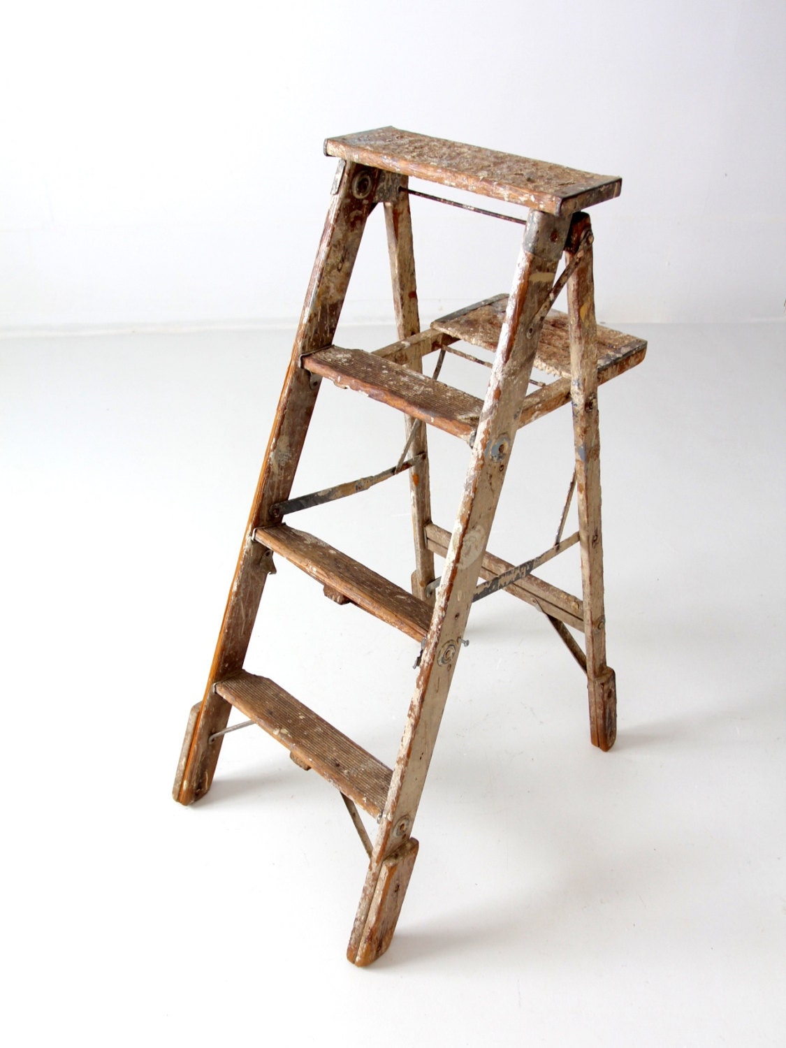 Vintage Painter's Ladder Wood Step Ladder Decorative Etsy