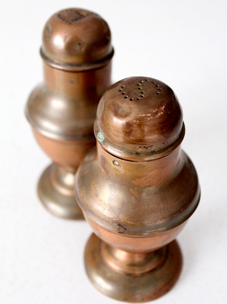 vintage copper salt and pepper shakers image 10