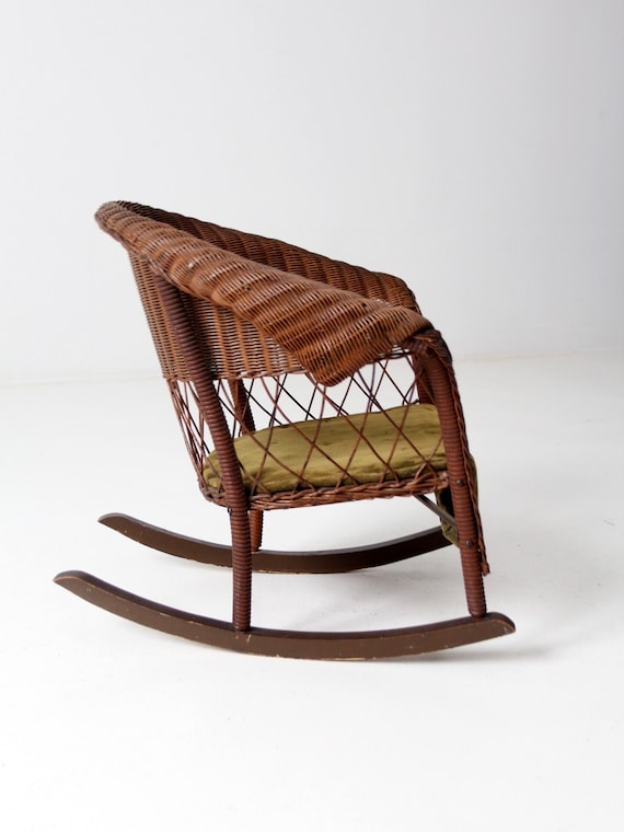 Antique Children s Wicker Rocking Chair Etsy UK