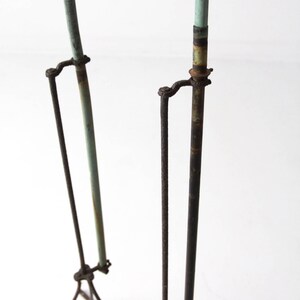 antique American lightning rods, pair copper verdigris lightning rods image 6