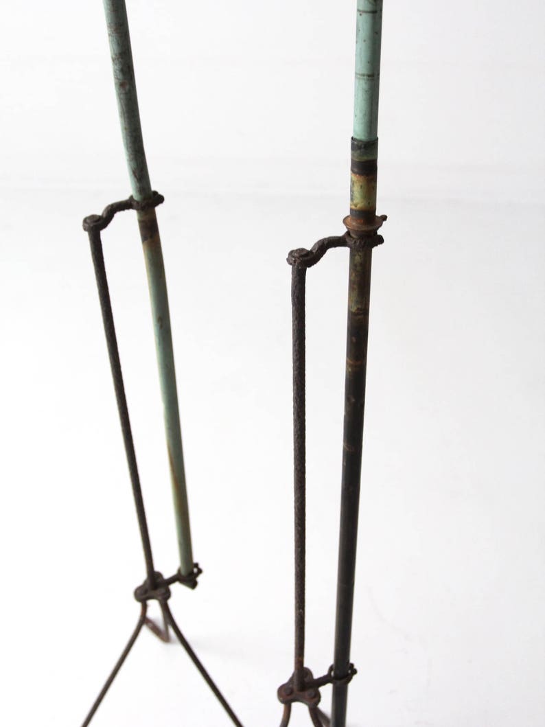 antique American lightning rods, pair copper verdigris lightning rods image 6