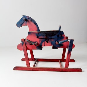 vintage wooden spring frame rocking horse