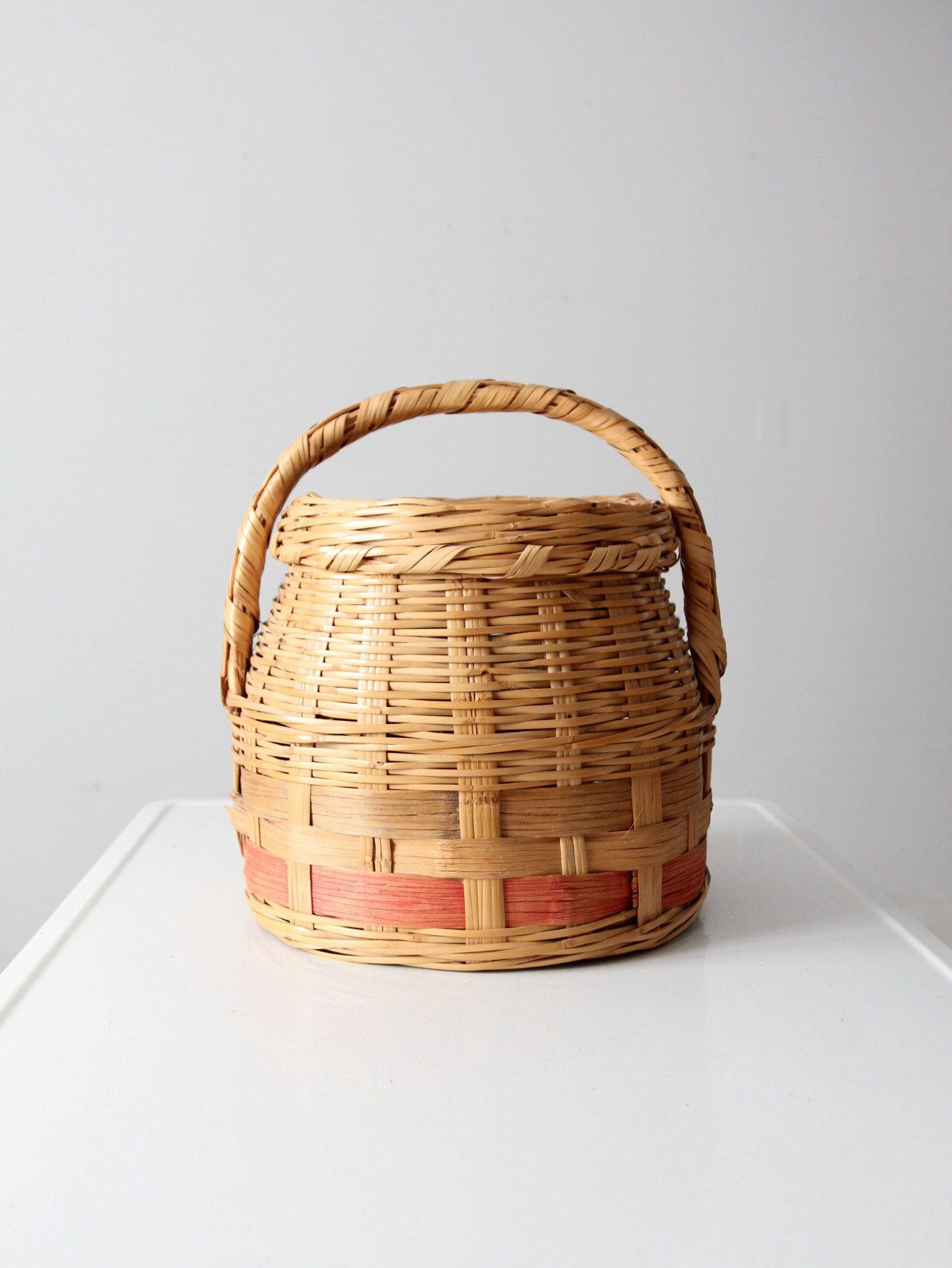 Antique Woven Basket With Lid - Etsy