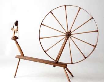 Antique Great Wheel Spinning Wheel, 19th Century Display Piece