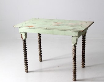 antique painted turned leg side table