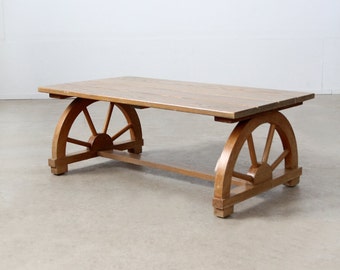 1940s wagon wheel coffee table , vintage California ranch table