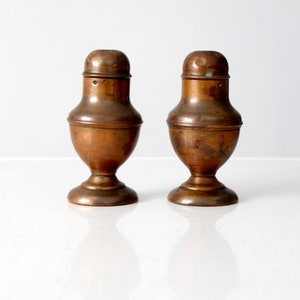 vintage copper salt and pepper shakers image 1