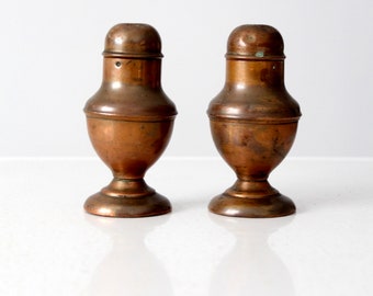 vintage copper salt and pepper shakers