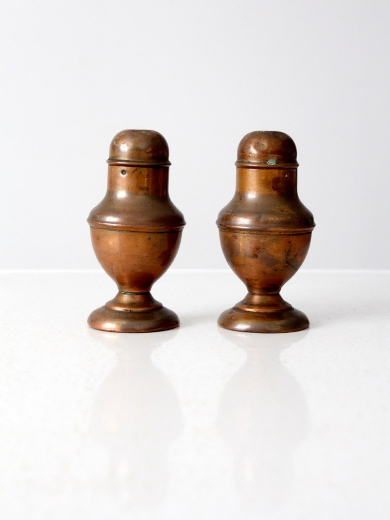 vintage copper salt and pepper shakers image 1