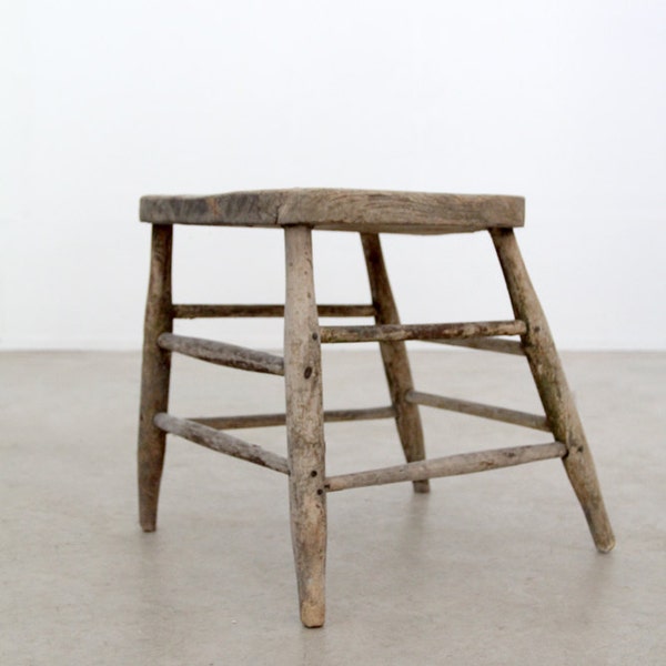 rustic stool / antique spindle chair base