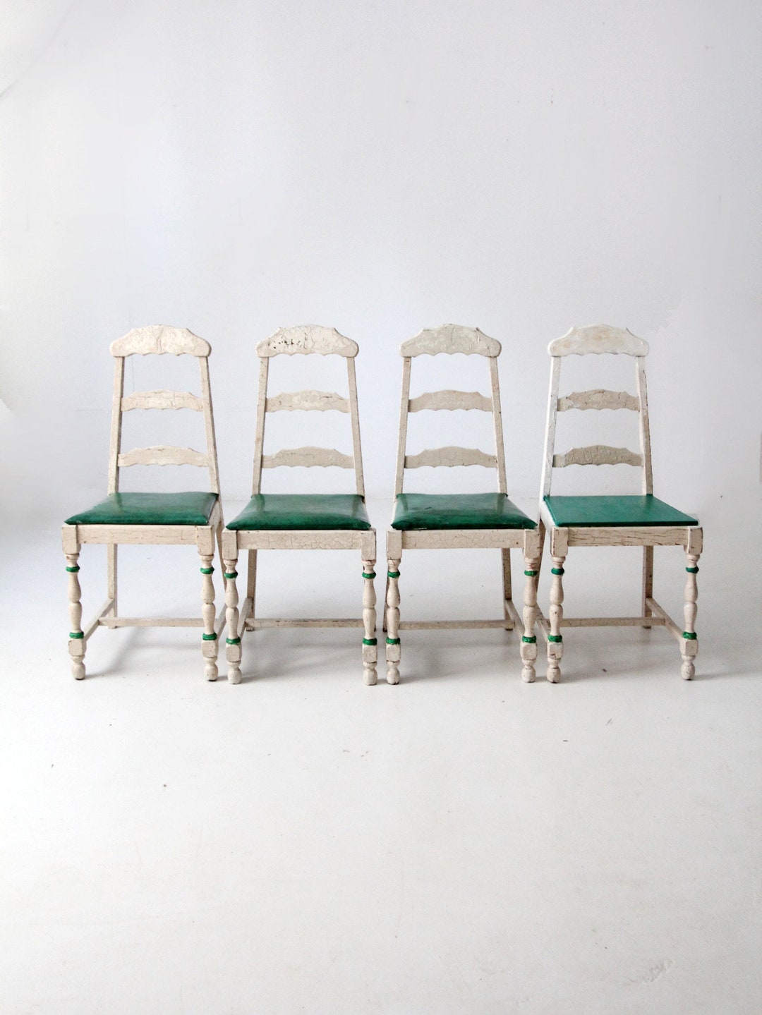 Vintage Painted Wood Dining Chairs Set of 4 - Etsy