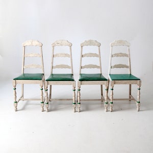 Vintage Painted Wood Dining Chairs Set of 4 - Etsy