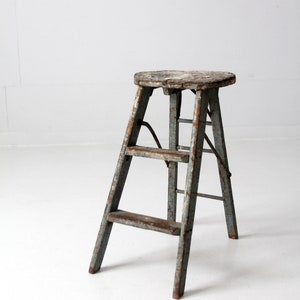 vintage wooden step ladder
