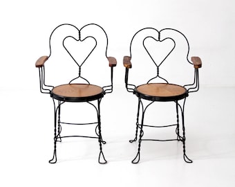 antique ice cream parlor chairs, heart back cafe arm chairs