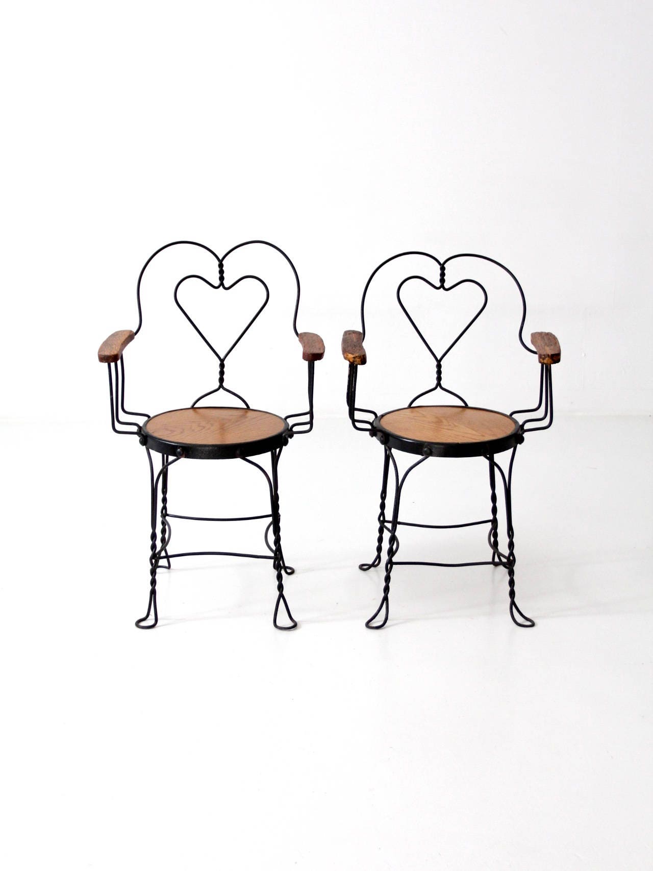 Antique Ice Cream Parlor Chairs Heart Back Cafe Arm Chairs Etsy