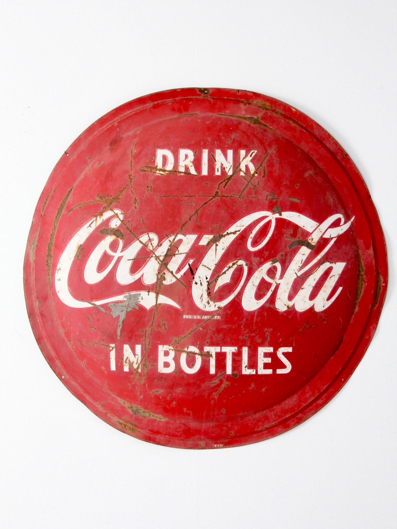 Vintage Coca-cola Sign, Original Button Sign, Coke Disc Sign
