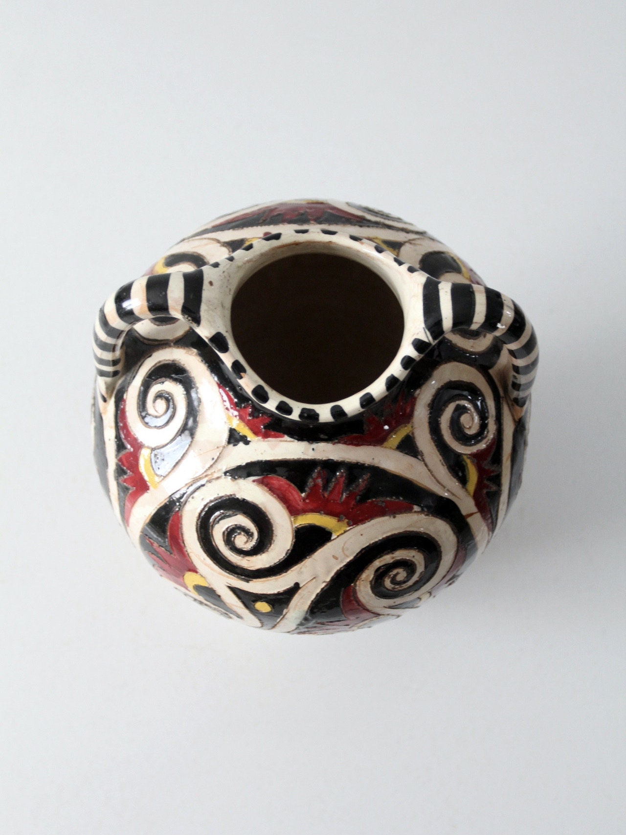 イタリア製 手作り陶器 花瓶 ヴィンテージのイタリア製陶器の花瓶、手作り陶器、アンフォラの花瓶