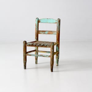 vintage children&#39;s chair, slat seat kids chair