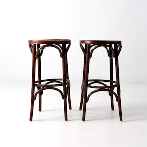 vintage bentwood stools, wooden cafe bar stools circa 1950