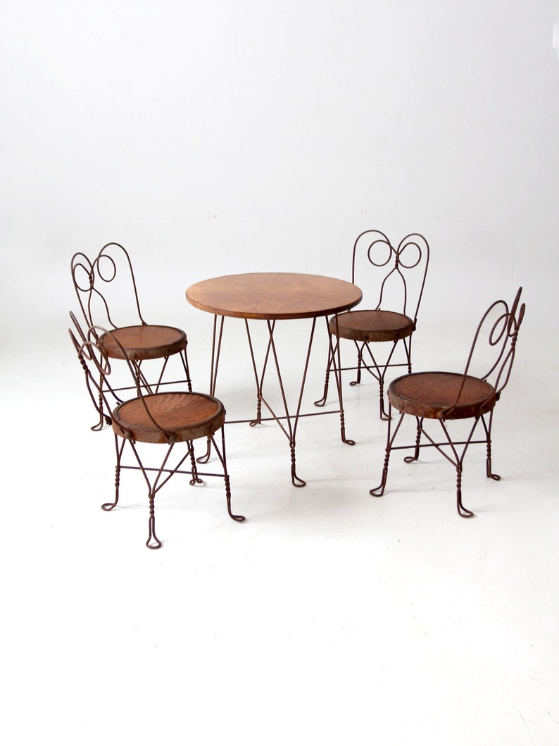 Antique Children's Ice Cream Parlor Table and Chairs Set Etsy